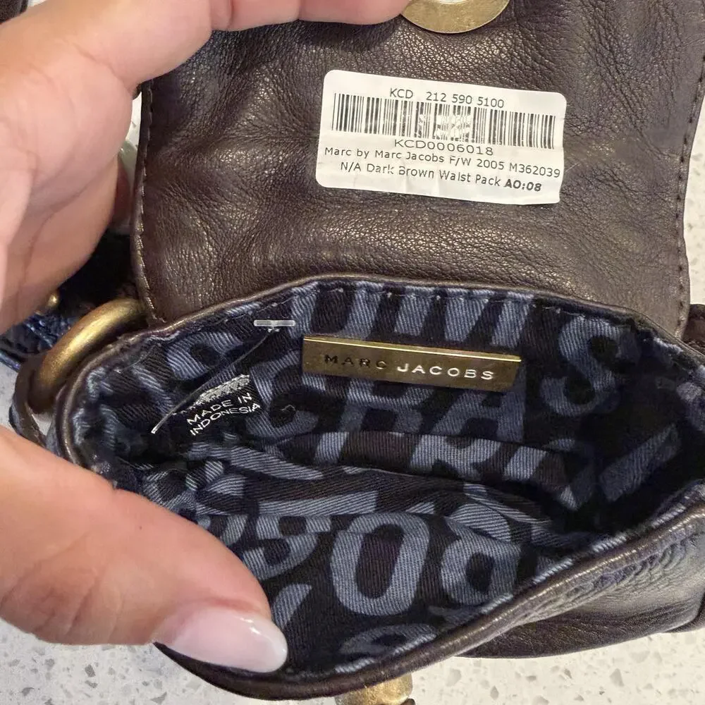 Vintage Marc By Marc Jacobs Dark Brown Leather Waist Pack Belt Bag Y2K 2000s